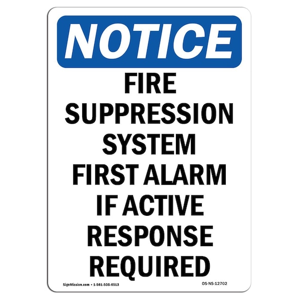 OSHA Sign, Fire Suppression System First, 5in X 3.5in Decal, 10PK, 3.5" W, 5" L, Portrait, PK10